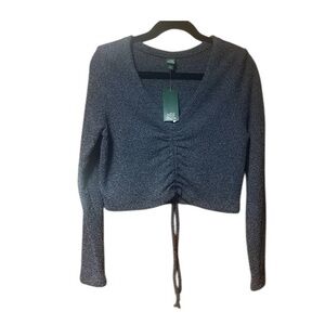 Wild Fable Long Sleeve Fuzzy Ruched Crop Top NWT